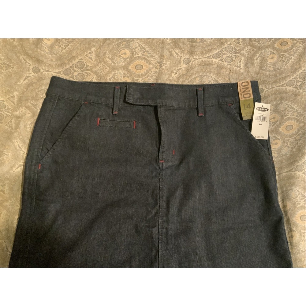 Old Navy Womens Dark Blue Stretch Denim Mini Skirt Low Waist Size 14 NWT - Picture 3 of 7